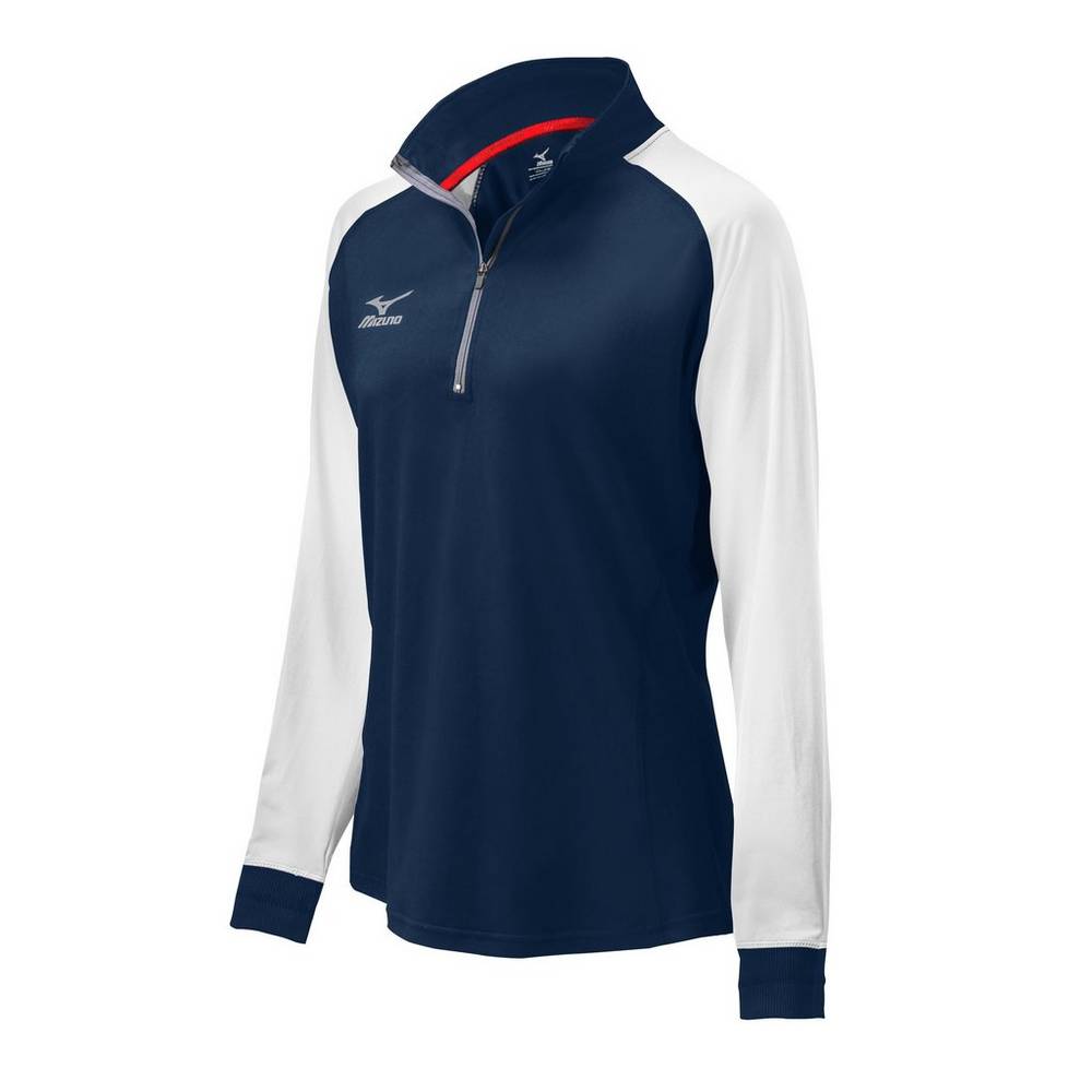 Chaqueta Mizuno Prime 1/2 Zip Mujer Azul Marino/Blancas Comprar JOMF-07524